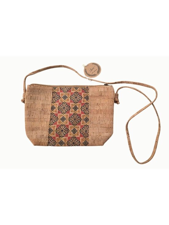 AM Cork Collection Handbags - AM Cork Collection Cork Crossbody Bag Vegan Tile Print Lightweight NWT